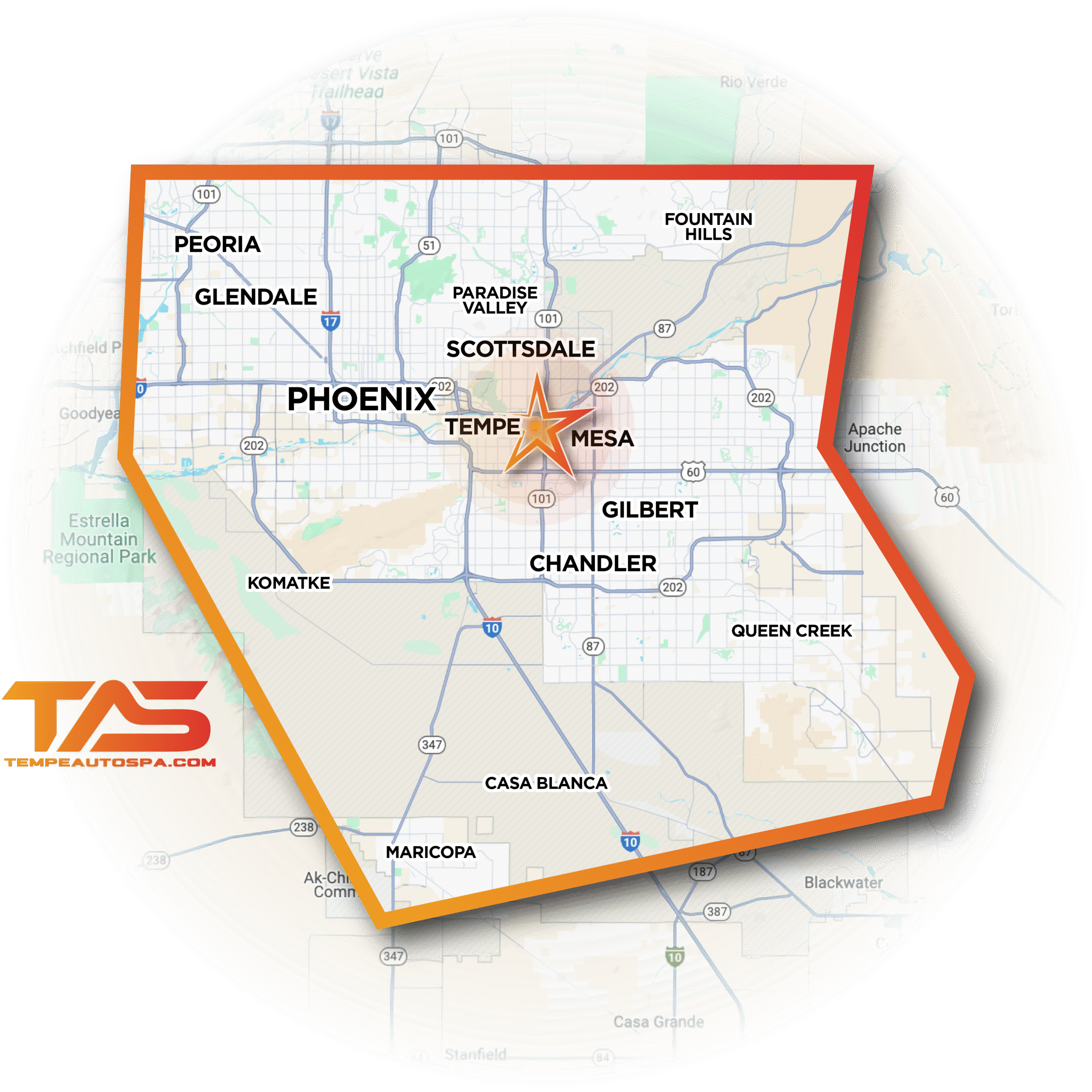 Tempe Auto Spa service area covering Greater Phoenix