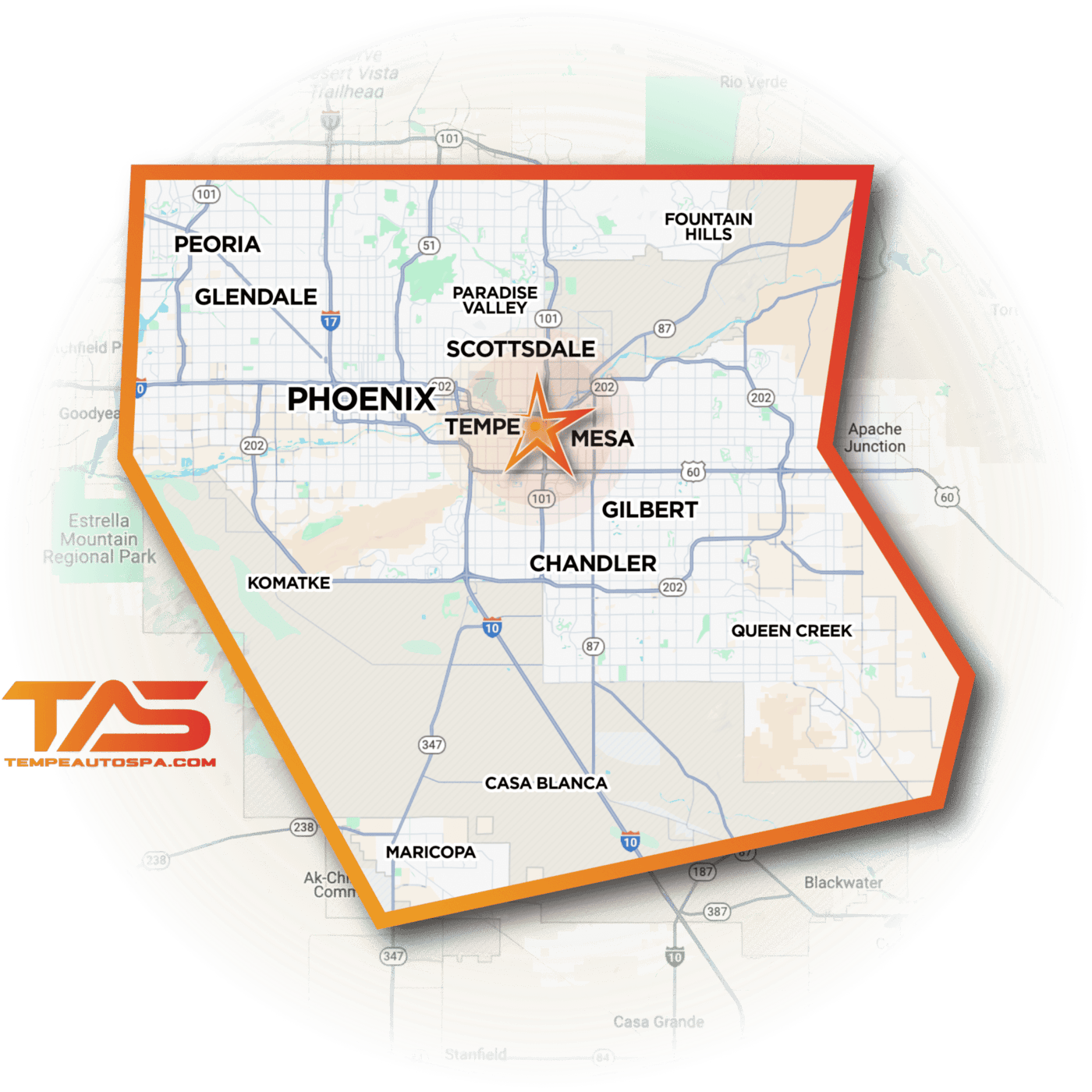 Tempe Auto Spa service area covering Greater Phoenix