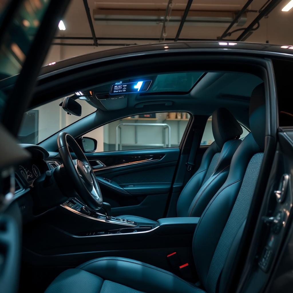 Luxury sedan interior receiving meticulous detailing inside a premium auto spa